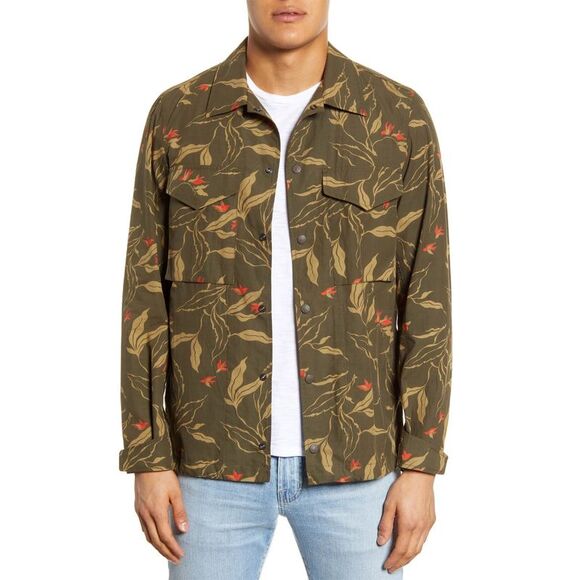 Rag & Bone Mens Army Floral Flight Shirt Jacket Large Green - Picture 2 of 6